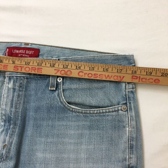 90's LEVIS 527 Jeans Men 36x30 Boot Light Wash Blue Distressed Denim Cowboy - Picture 13 of 16